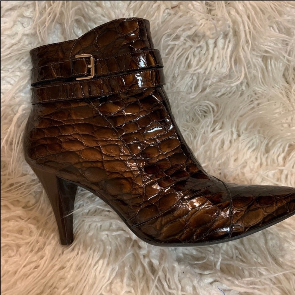 Brown heeled booties